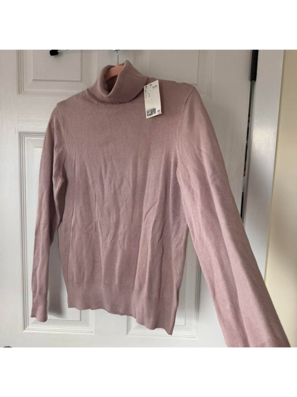 NWT H&M Pink Turtleneck Ribbed-Knit Sweater Size M - Picture 2 of 7